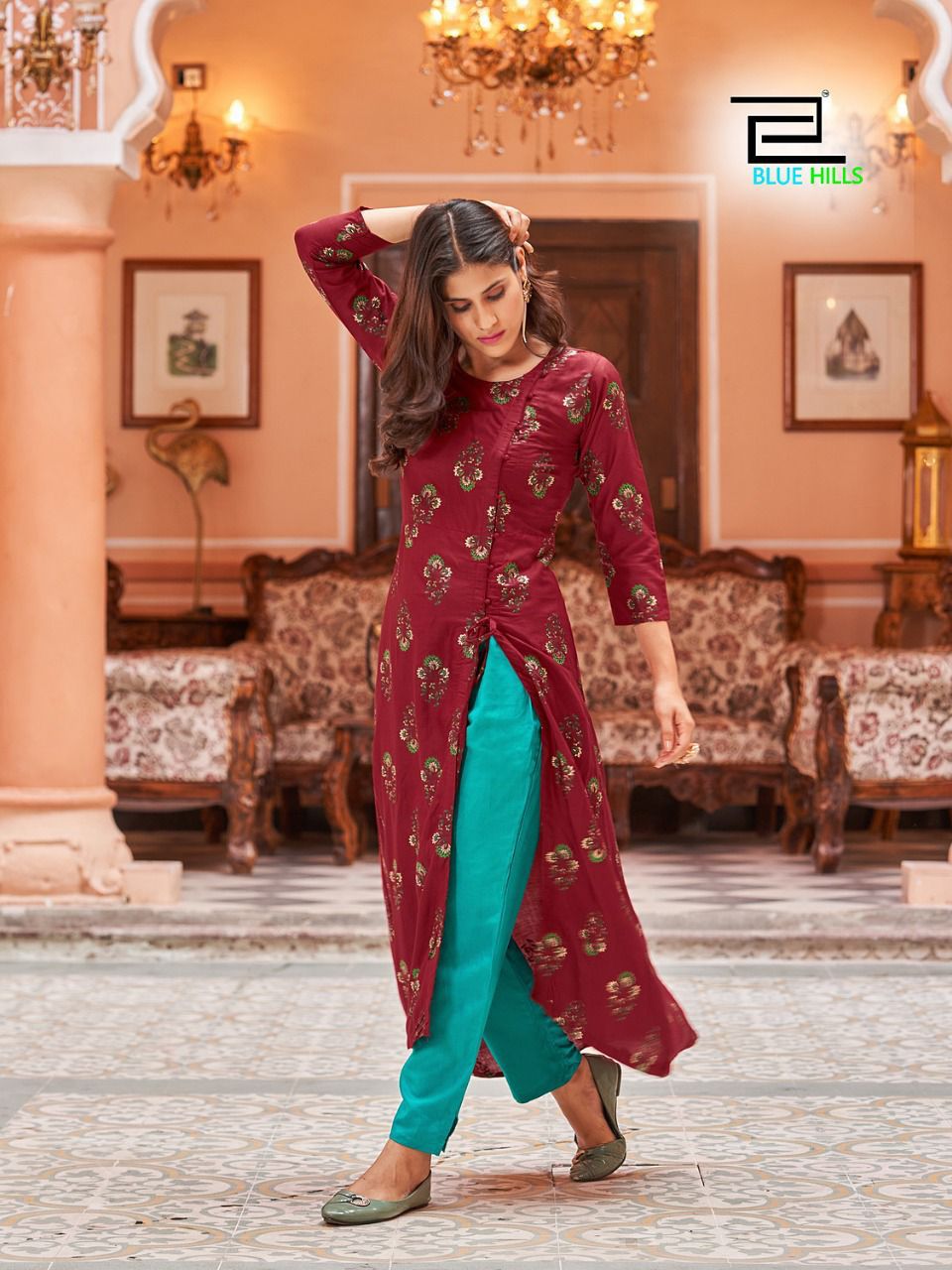 Blue Hills First Date 10 Ethnic Wear Long Designer Wholesale Kurti	